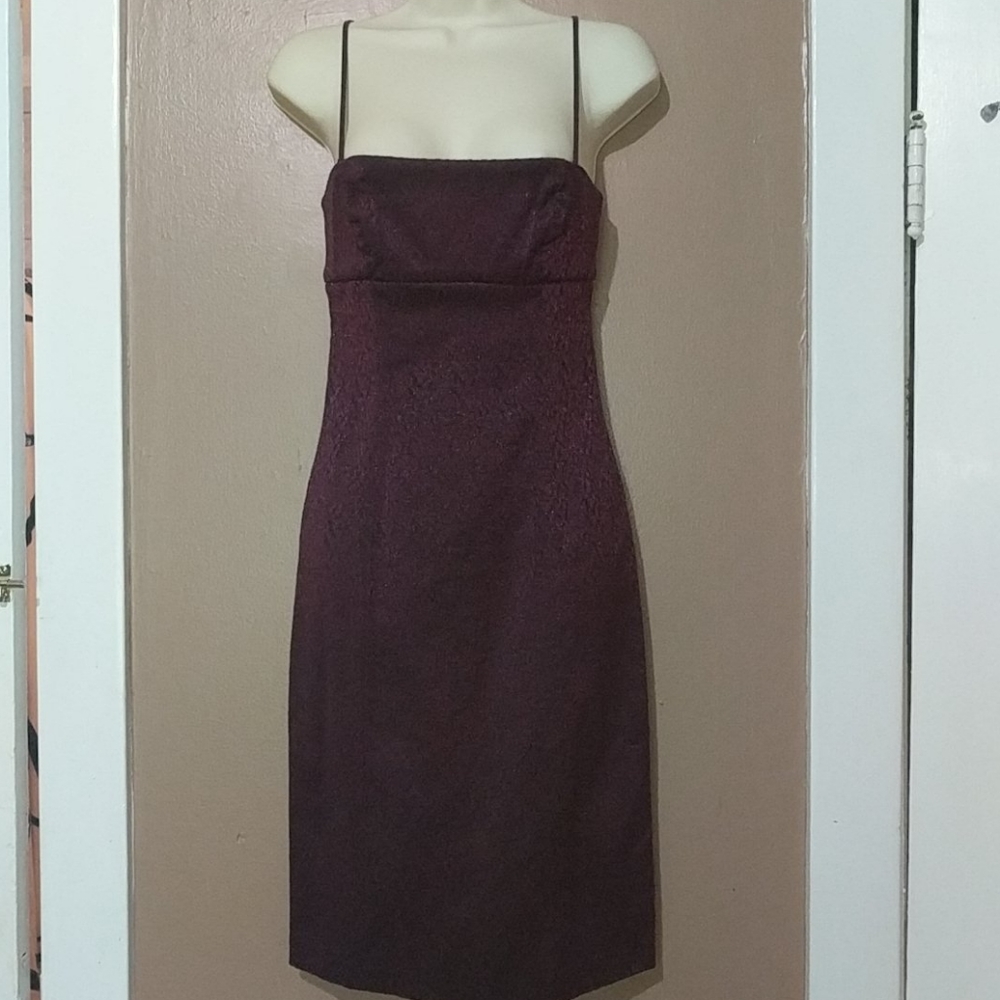 Vintage Guess Midi Dress Removable Straps Metallic Purple Sz XS